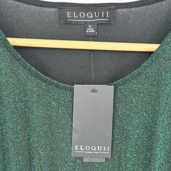 Eloquii NWT Green Sparkle Tulip Hem Empire Waist Cocktail Dress Size 20 - Picture 5 of 5
